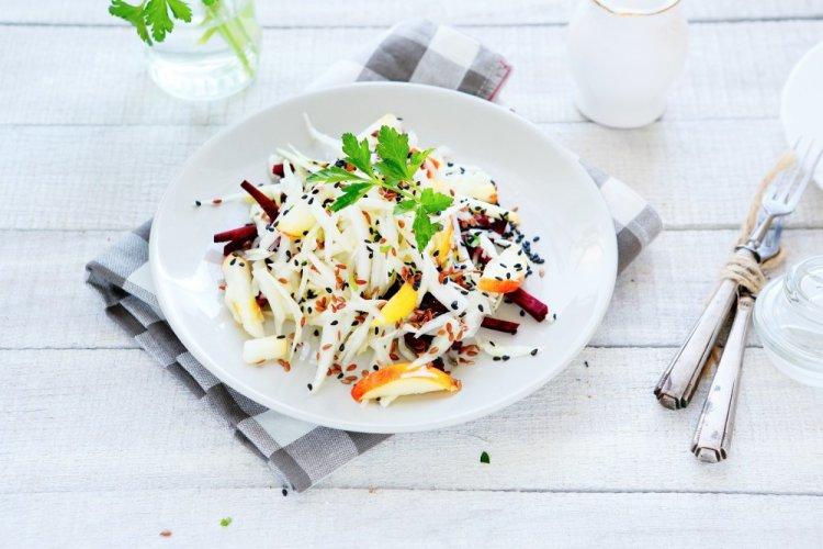Salad with Napa Cabbage, Beets, and Apple