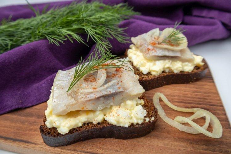 Black Bread Sandwiches with Herring and Egg Spread