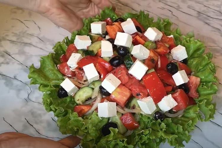 Greek Salad with Basil - Step-by-Step Recipe with Photos