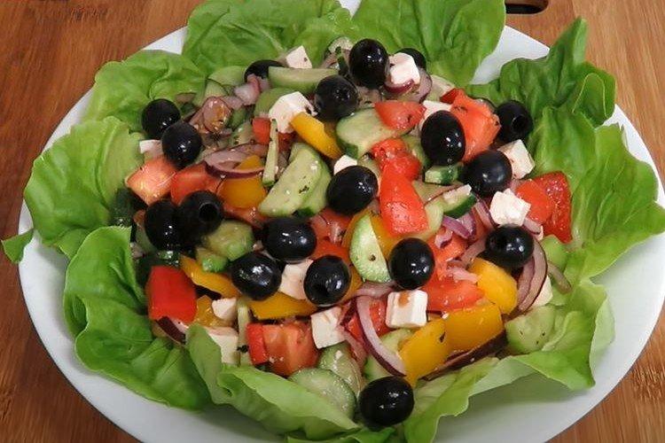 Greek Salad with Honey-Mustard Dressing - Step-by-Step Recipe with Photos