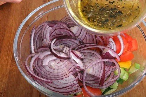 Greek Salad with Honey-Mustard Dressing - Step-by-Step Recipe