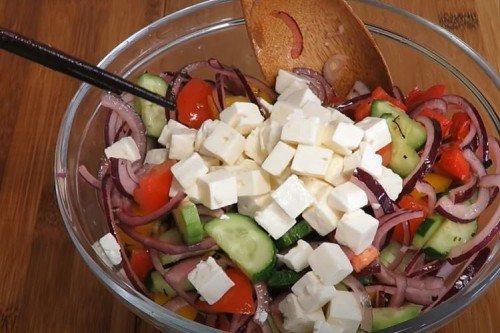 Greek Salad with Honey-Mustard Dressing - Step-by-Step Recipe