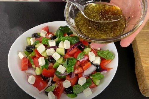 Greek Salad with Balsamic Vinegar - Step-by-Step Recipe