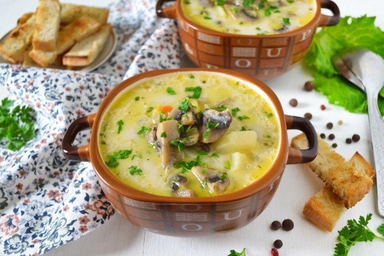 Mushroom Soup with Processed Cheese - Recipes