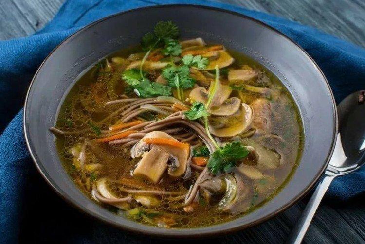 Mushroom Soup with Buckwheat Noodles - Recipes