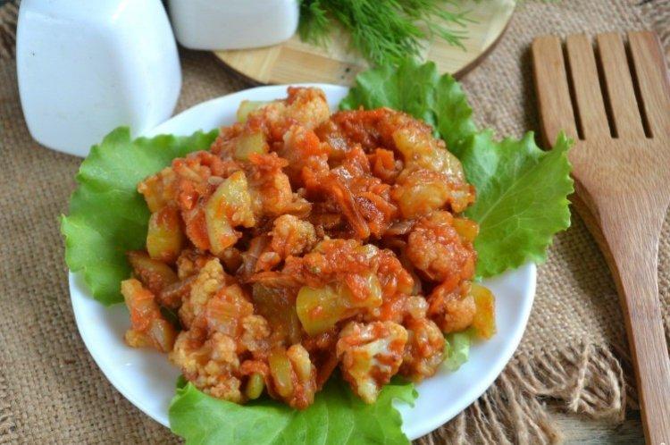 Coliflor estofada con verduras - Cómo cocinar coliflor recetas