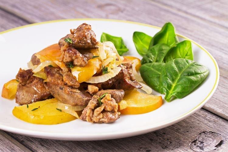 Caramelized Chicken Liver with Apples - How to Cook Chicken Liver