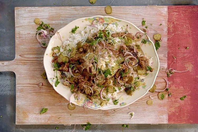 Rinder-Stroganoff mit Essiggurken und Brandy - klassisches Rezept
