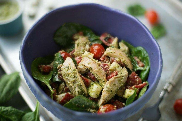 Chicken and Pesto Salad - New Year's Salads Without Mayonnaise Recipes