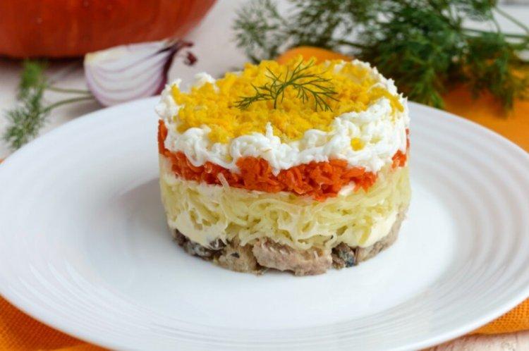 Mimosa Salad with Cottage Cheese - New Year's Salads Without Mayonnaise Recipes