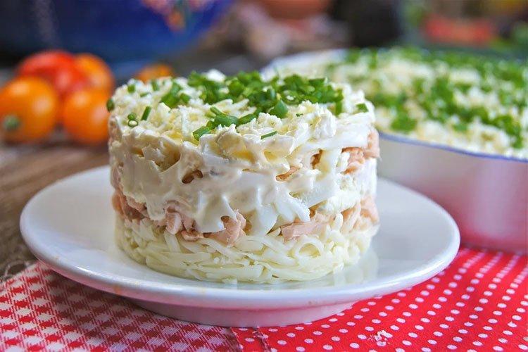 New Year's Layered Pink Salmon Salad - Recipes