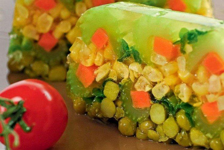 Ensalada de verduras en gelatina Bolas de colores - recetas