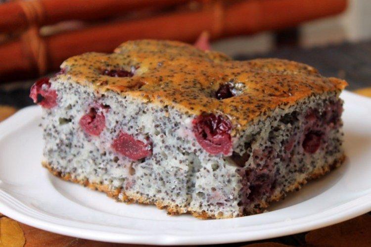 Tarta de amapola con cerezas - recetas