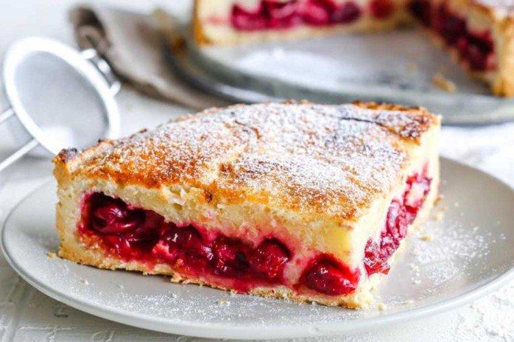 Tarta de limón con cerezas - recetas
