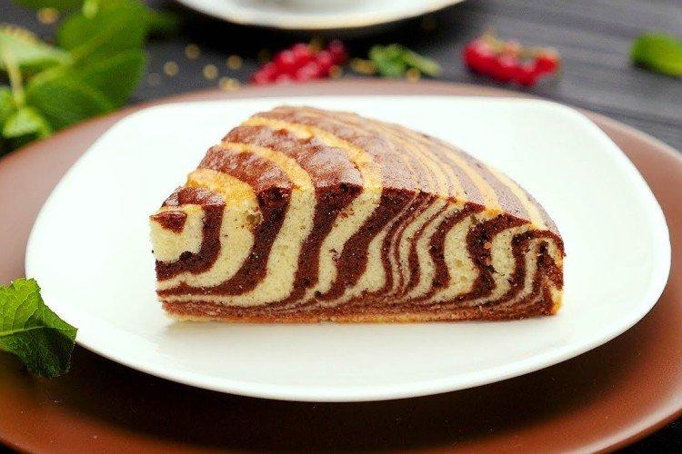 Pastel «Cebra» clásico de masa de bizcocho - recetas