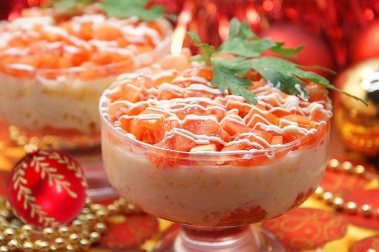 Red Sea Salad with Crab Sticks and Garlic - Recipes