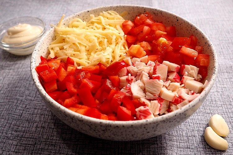 Red Sea Salad with Crab Sticks and Shrimp - Recipes