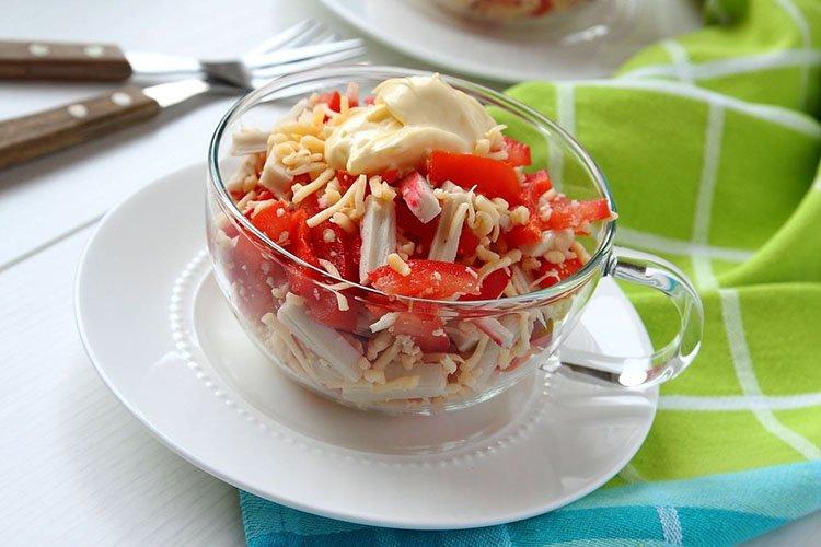 Red Sea Salad with Crab Sticks and Red Caviar - Recipes