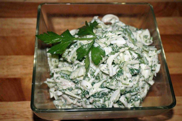 Ensalada de calamar, huevo y yogur - recetas