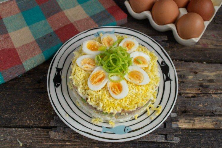 Ensalada de atún enlatado en capas - recetas
