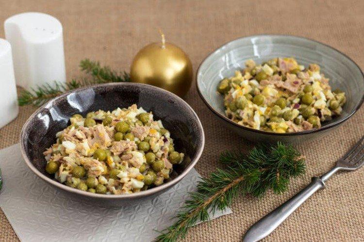 Ensalada de atún enlatado y guisantes verdes - recetas