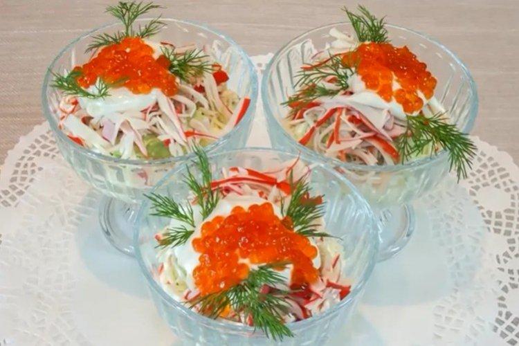 Crab Stick, Cabbage, and Caviar Salad - Recipes