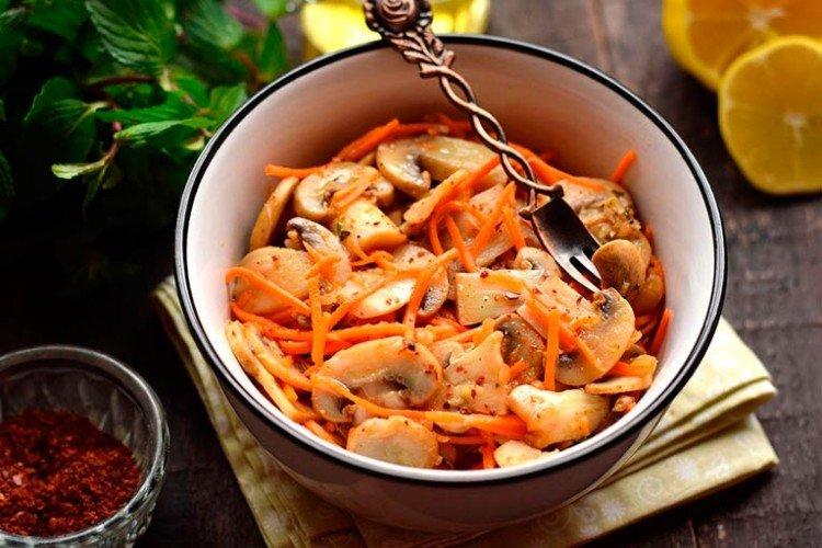 Salad with Korean Carrots and Mushrooms - Recipes