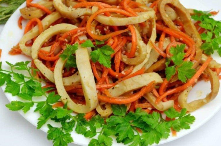 Salad with Korean Carrots and Smoked Seafood - Recipes