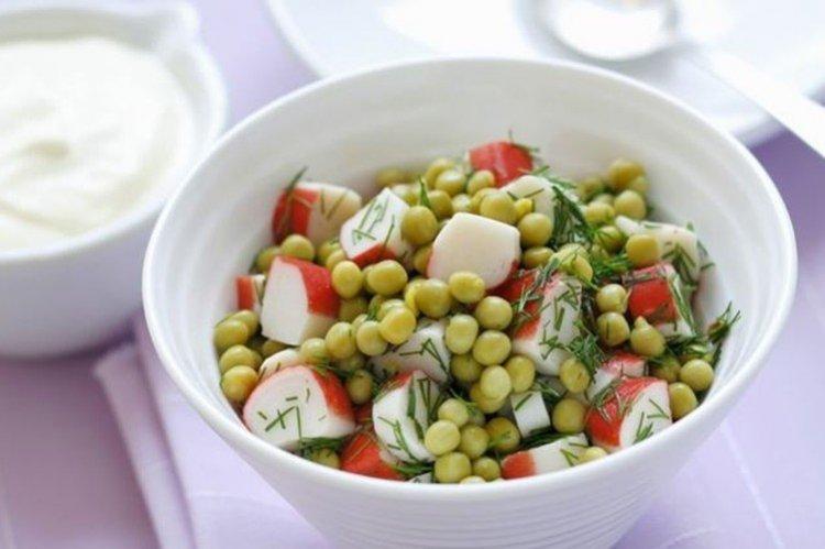 Crab Stick Salad with Peas - Recipes