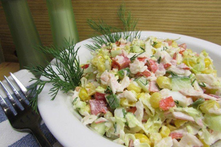 Crab Stick Salad with Fresh Vegetables - Recipes