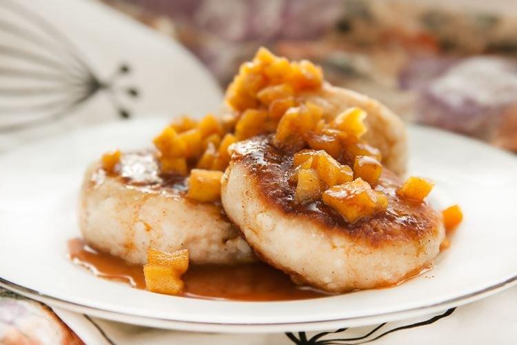 Syrniki with Apples - Cottage Cheese Pancake Recipes for Pan-Frying