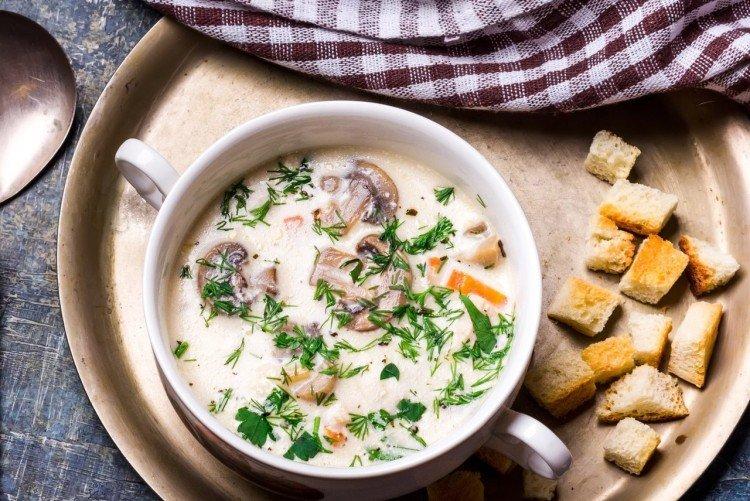 Mushroom Soup with Cheese - Processed Cheese Soup Recipe