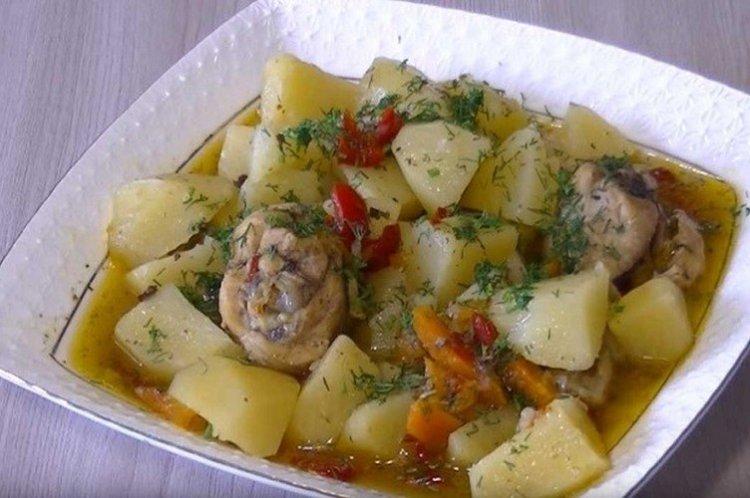 Braised Chicken with Potatoes in a Multicooker - Step-by-Step Recipes