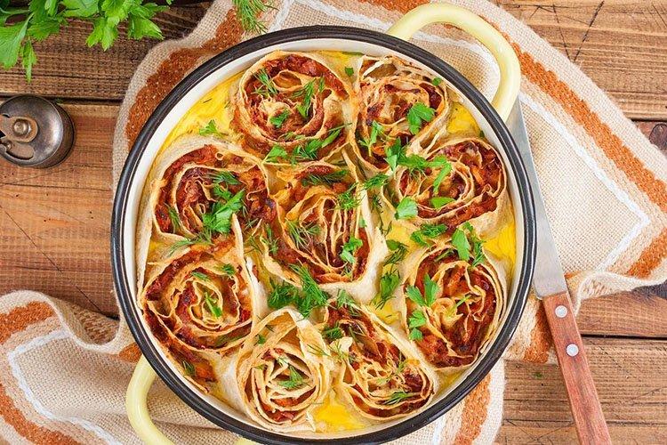 Lavash Roses with Cottage Cheese Filling - Lavash Appetizer Recipes