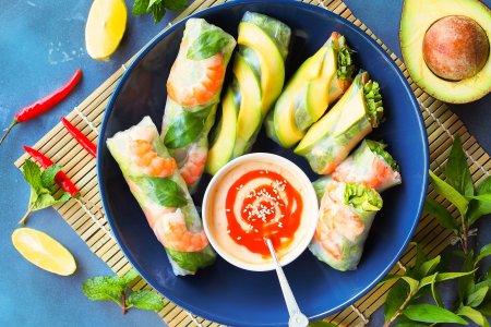 Rouleaux de printemps aux crevettes et fromage frais